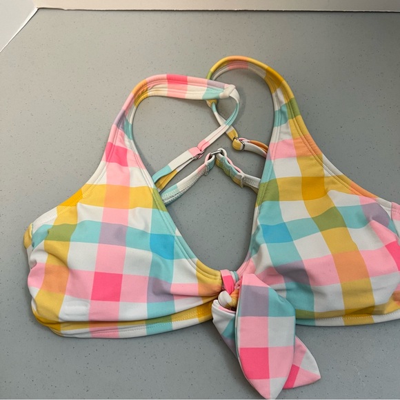 Xhilaration Colorful Checkered Bathing Swim Suit Bikini Top Sz Large - Picture 1 of 8
